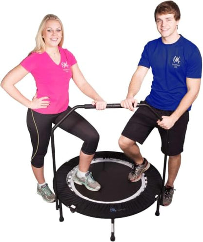 Maximus PRO Folding Rebounder Fitness Trampoline | Voted #1 Indoor Mini Exercise Trampoline for Adults with Bar | Best Home Gym for Fitness & Lose Weight | Free Storage Bag, Resistance Bands, Awesome