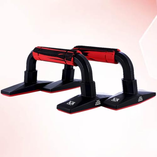 BESPORTBLE H-shape Push-up Bars Pair for Arm Strength Training, Red Black Steel Pushup Stands for Chest and Abdomen Muscle Workout at Home Gym