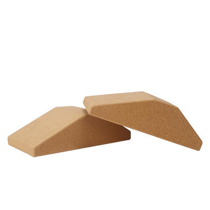 Cork Yoga Block Wedge Set, High Density Squat Block for Knee Support, Durable Exercise Brick with Carry Bag, Fitness Accessory for Home Gym