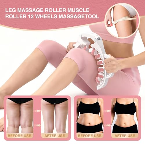 Lymphatic Drainage Massager Roller–Fascia Blaster Tool for Legs,Thighs,and Calves –Deep Tissue Body Sculpting and Anti-Cellulite Massager Tool - color: Pink