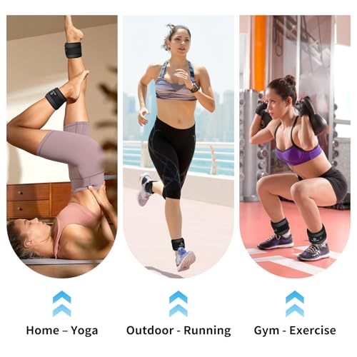 ELEAMY Ankle Weights for Women & Men - 0.5/1/2/3lb*2 Pairs - color: Black, size: 0.5 Lbs Each (1.0 Lbs Pair)