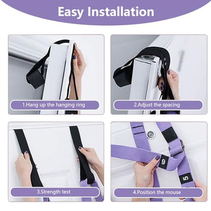 Yoga Stretching Strap, Adjustable Height Leg Stretch Strap Waist Back Stretch Band Aerial Yoga Anti-gravity Inversion Exercises Door Flexibility Tensile Trainer for Rehab Pilates Dance Splits