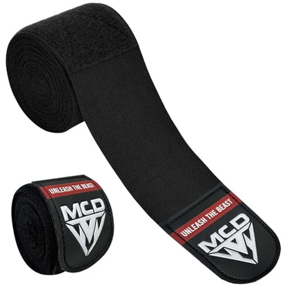 MCD Boxing Wraps for Men & Women 4.5m/180” Boxing Hand Wraps for Bᴏxing Gloves with Thumb Loop Muay Thai Hand Wrаps Semi-Elastic Wrist Wrаps Bᴏxing Wrap for MMA, Muay Thai & Martial Arts Training - color: Black