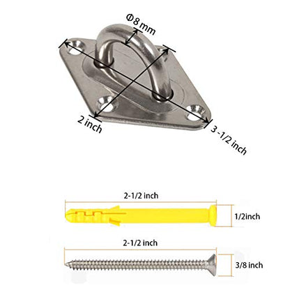 Heavy Duty Hammock Hanging Kit Pad Eye Plates Staple Ring Hook,Ceiling Wall Mount Anchor Hooks Hanger for Swing Chair Suspension - Shade Sail Hardware for Outdoor Indoor Activity(Stainless Steel)