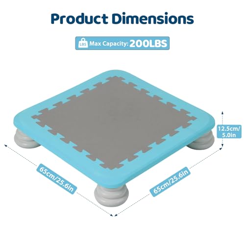 Mini Trampoline for Kids 25 Inch, Rebounder Bouncing Board with Non-Slip Base, Sensory Balance & Bounce Jumping Toy, Gift for 3-12 Boys & Girls, Max Load 200 lbs - color: Light Blue