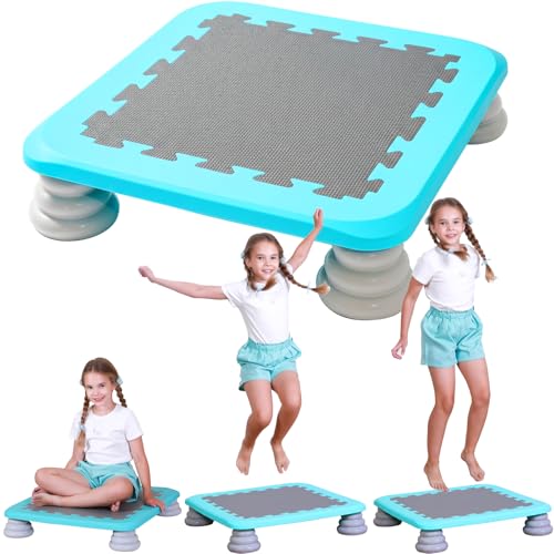 Mini Trampoline for Kids, 25 Inch Sensory Trampoline Bouncing Board with Non-Slip Base - color: Blue