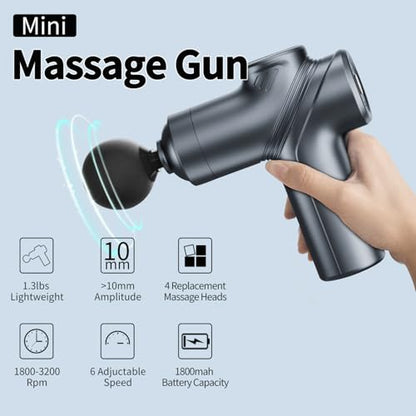 Massage Gun Deep Tissue, Silent Motor and Portable Massage Gun with 4 Interchangeable Heads for Deep Muscle Relief and Relaxation, Relax Gift - color: A1-Blue