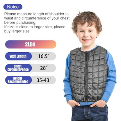 Weighted Vest for Kids, Sensory Support for Children with 2lb Weights, Breathable & Washable for Active Play (Grey) - size: Small(Ages 2-5)