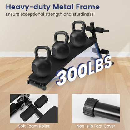 GYMAX Sit up Bench, Folding Workout Bench Press for Home Gym with 5 Adjustable Height, Heavy Duty Workout Benches for Ab Core Muscle, Strength Training Equipment