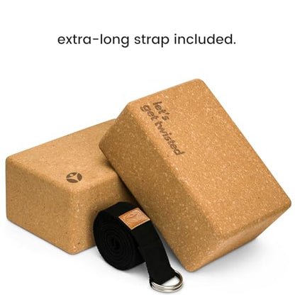 Cork Yoga Blocks 2 Pack – High Density Non Slip with Select Cork Grain for Chip-Resistant Durability | Extra Thick 4” for Support & Stability | Natural, Smooth, and Crumble Free | Body By Yoga