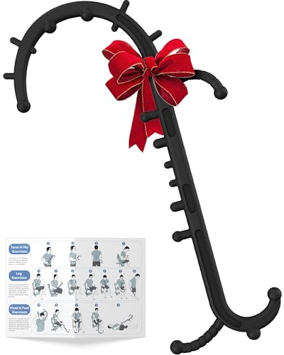 Back and Neck Massager for Pain Relief Deep Tissue, Upgraded Full Body Trigger Point Cane Massage Tools, Therapy Massage Stick Pressure Point Hook, Muscle Knot Remover Tool (Black)