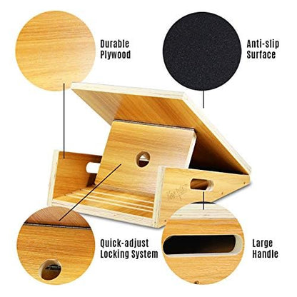 Yes4All Professional Incline Board, Slant Board Calf Stretching, Squat Wedge and Anti-Slip Surface, Portable Side Handle - color: B. 5 Angles - Full Coverage