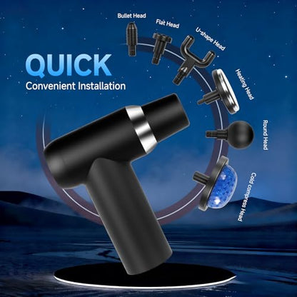 Hot and Cold Fascia Gun - Deep Tissue Massage Gun, Used for Relieving Pain in The Back/Muscles of The Neck/Body, with 6 Massage Heads, LCD Display, Detachable Extended Handle