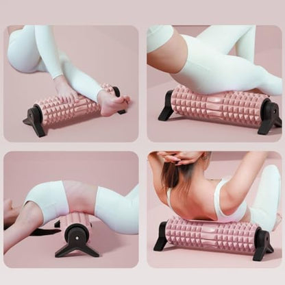 New Upgrade Bracket Foam Roller with Stand for Back Leg Pain, 21 Inch Firm Deep Tissue Muscle Massager for Sore Muscles (Pink) - color: Pink