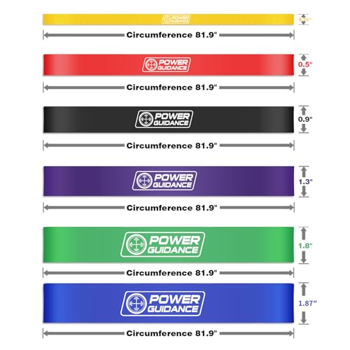 POWER GUIDANCE Resistance Bands, Set of 5 Pull Up Bands, Pull Up Assistance Bands, Exercise Bands, Resistance Bands Set for Legs, Working Out - color: Set of 6（yellow+red+black+purple+green+blue）