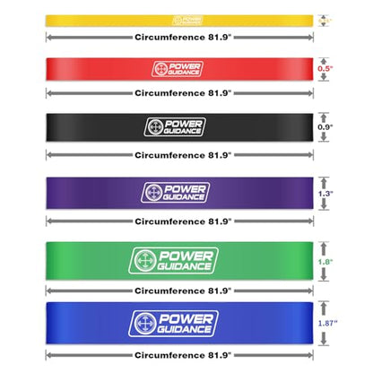POWER GUIDANCE Resistance Bands, Set of 5 Pull Up Bands, Pull Up Assistance Bands, Exercise Bands, Resistance Bands Set for Legs, Working Out - color: Set of 6（yellow+red+black+purple+green+blue）