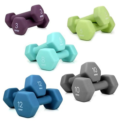XPRT Neoprene Dumbbell Set with Rack - 5-Pair Weights for Home Gym