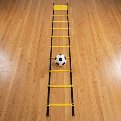 Agility Ladder Training Set - Yellow Speed & Footwork Training Equipment for Sports, Fitness, and Soccer - Includes Parachute, Hurdles, Cones, Jump Rope, and Carry Bag