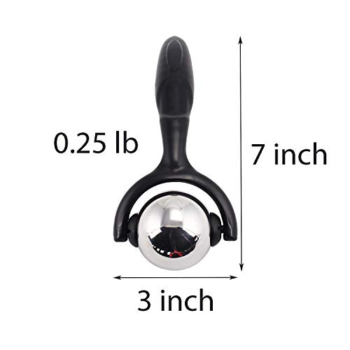 Roller Massage Ball - Ergonomic Handle Cold Warm Compression Temperature Keeper Stainless Steel Muscle Pain Relief Body Neck Shoulder Back Leg Calf Therapy Ice Heat Hot-Roller Stick