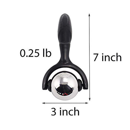 Roller Massage Ball - Ergonomic Handle Cold Warm Compression Temperature Keeper Stainless Steel Muscle Pain Relief Body Neck Shoulder Back Leg Calf Therapy Ice Heat Hot-Roller Stick