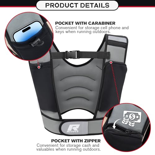 RitFit Weighted Vest, 4lb/8lb/10lb/12lb/15lb/20lb Weight Vest with Reflective Stripes, Weight Vest Adjustable for Women and Men Workout, Strength Training, Running, Fitness, Jogging, Walking - color: 10LB