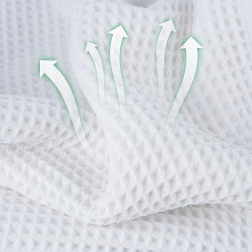 Microfiber Waffle Face Towels, 2 Pieces, Soft, Absorbent, Fast Drying, Lint Free 430 GSM (White) - color: White