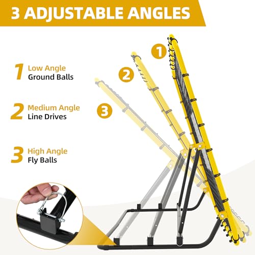 Baseball Rebounder Net, 4x4.5FT Volleyball Pitchback with 3 Adjustable Angles, Baseball & Softball Bounce Back Net for Ground, Line Drive, Fly Ball Return Settings Fielding Trainer