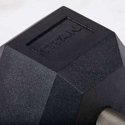 Titan Fitness Free Weights, Rubber Coated Hex Dumbbell, Straight Stainless Steel Handle, Strength Training, Full Body Workout - style: 85 pound Pair