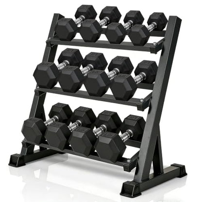 350/450/550 lbs Dumbbell Set with Rack for Women Men - Coated Rubber Hex Weights for Home Gym Weight Training, Multiple Lbs Neoprene Dumbbells with Storage Rack - Black - style: 350lbs
