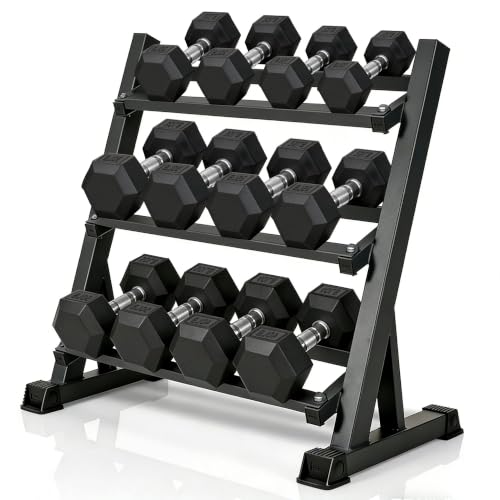 350/450/550 lbs Dumbbell Set with Rack for Women Men - Coated Rubber Hex Weights for Home Gym Weight Training, Multiple Lbs Neoprene Dumbbells with Storage Rack - Black - style: 350lbs