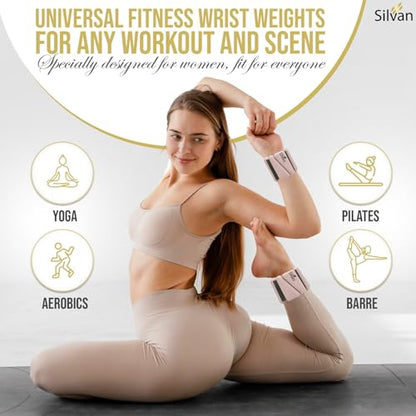 Adjustable Wrist & Ankle Weights for Women & Men, 2 Pieces, 1 lb Each (2 lbs Total), Weighted Bangles for Walking, Running, Yoga, Pilates, Barre, Cardio & Home Workouts