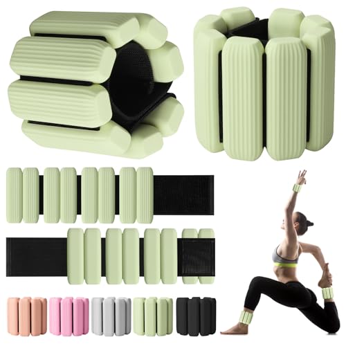 Wrist Weights, 2Pack Adjustable Wearable Wrist Ankle Weights for Women/Men, Silicone Wrist Bangles for Walking, Yoga, Pilates, and Gym, Arm & Leg Workout, 2lb - color: Green