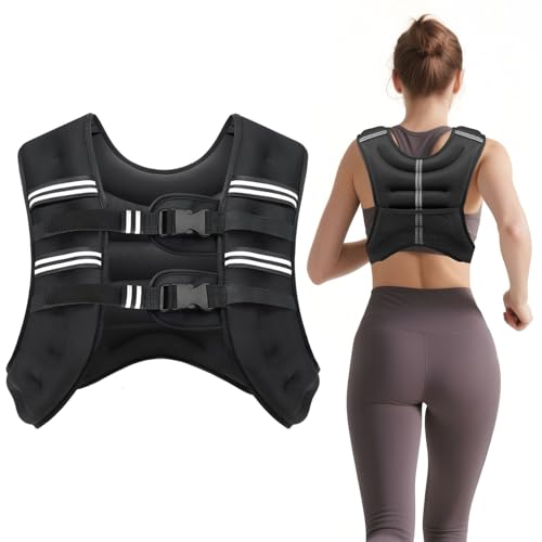 Weighted Vest for Men Women, 8lbs/12lbs/16lbs/20lbs Weight Vest with Reflective Stripes for Workout, Strength Training, Running, Fitness, Muscle Building, Weight Loss