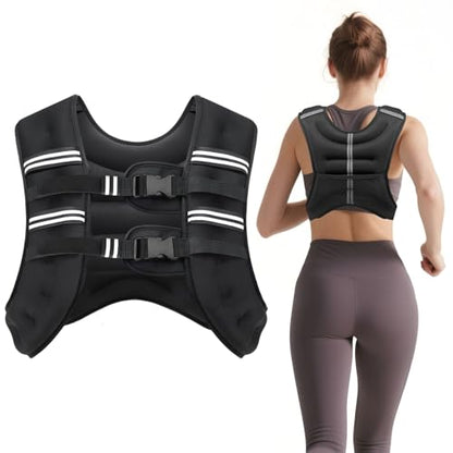 Weighted Vest for Men Women, 8lbs/12lbs/16lbs/20lbs Weight Vest with Reflective Stripes for Workout, Strength Training, Running, Fitness, Muscle Building, Weight Loss
