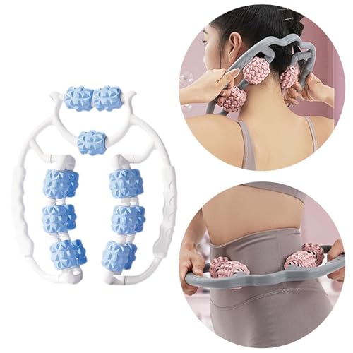 Massage Roller for Legs Foam Roll 15 Wheels Portable Exercise 360 ° Deep Tissue Massage Tool for Gym Physics, Blue - color: Blue