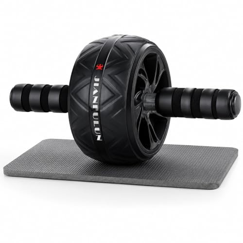Ab Roller Wheel with Knee Pad, Ab Wheel Roller for Abs Workout & Core Strength Training, Dual Wheel Abdominal Exercise Equipment for Home Gym Fitness for Men & Women - color: Black