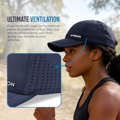 MISSION Cooling Vented Performance Hat Unisex Cap for Workouts, Golf & Running, Sweat & Water Activated Technology - color: Navy