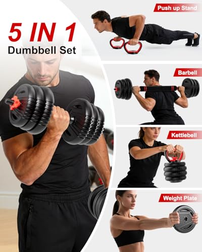 Adjustable Dumbbell set,20/30/45/70/90lbs Free Weight Set - style: 45LB(22.5LB Pair)