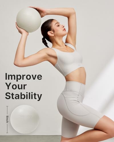 YOTTOY Small Exercise Ball，9-inch Pilates Ball with Anti-Burst Technology for Stability, Ideal for Yoga, Pilates, Physical Therapy & Home Workouts - color: White
