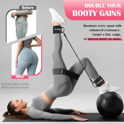 Ankle Resistance Bands with Cuffs & Fabric Resistance Bands Set - Legs & Glutes Workout Equipment for Women & Men, Home Gym Heavy Exercise Bands for Hip, Yoga, Strength Training, Rehab, Pilates - style: Black