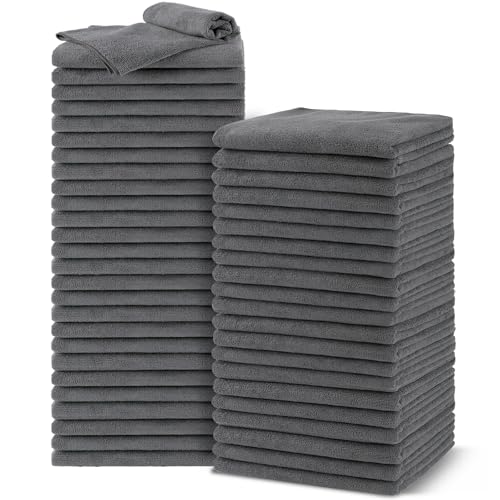Salon Towels 48 Pack, Super Soft Microfiber Gym Towels, Highly Absorbent Hair-Drying Cloth for Gym, Bath, Spa Use and Home Beauty Care - Grey (16x29 inch) - color: Grey, size: 48PK