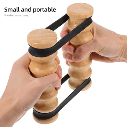 YARNOW 2pcs Wooden Handle Resistance Bands Set with 8 Unbreakable Shredder Bands Portable Fitness Equipment for Shoulder, Chest, and Full Body Workout at Home Gym