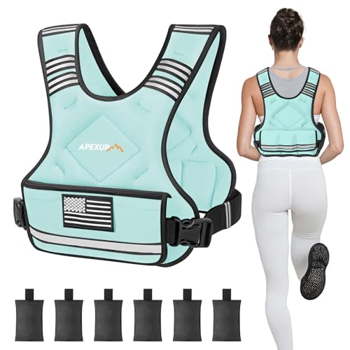 Adjustable Weighted Vest, 4-10lb/12-18lb/20-32lb Vest with 6 Ironsand Weights and Large Pocket, Weight Vest for Men Women Strength Training, Running, Walking - color: Pastel Blue, size: 4-10lbs