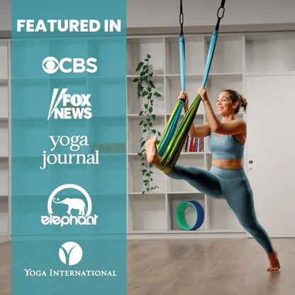 Yoga Trapeze Swing Set for Back Pain Relief & Inversion Therapy - color: Aqua