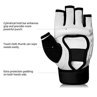 Punch Bag Boxing Martial Arts MMA Sparring Grappling Muay Thai Taekwondo Training PU Leather Wrist Wraps Gloves - color: White, size: X-Small