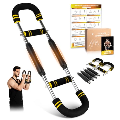 Twister Arm Trainer for Men, 6 Adjustable Resistance Levels(30-120 lb) Chest Trainer with 4 Spring & Training Poster, Chest Workout Equipment for Chest Clip Muscle & Arm Strength