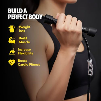Boldfit Skipping Rope for Men and Women Jumping Rope With Adjustable Height Speed Skipping Rope for Exercise, Gym, Sports Fitness Adjustable Jump Rope-Pencil