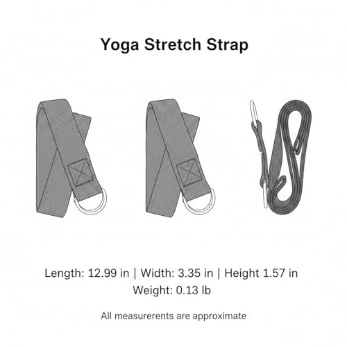 Yoga Stretch Strap, Polyester Exercise Strap for Flexibility Training and Assisted Stretches (1 PC) - color: Black