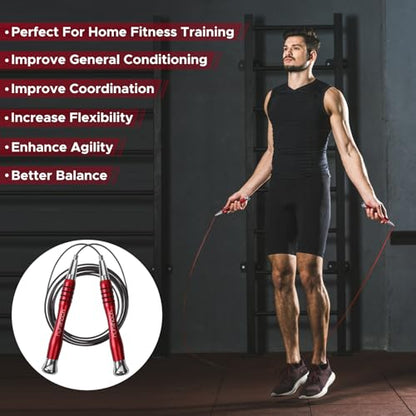Speed Weighted Jump Rope with Secure Lock Mechanism, 360° Smooth Swivel, Non-Slip Matte Textured Handles, Features 2 Performance Cords for Effective Fitness Workouts