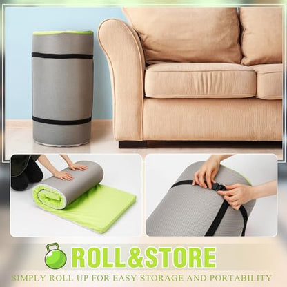 Lyrow 2 Inch 72"x24" Thick Foldable Yoga Mat with Carry Strap, Non-slip Portable Foam Gym Mat for Yoga, Pilates and Stretching - color: Fresh Green